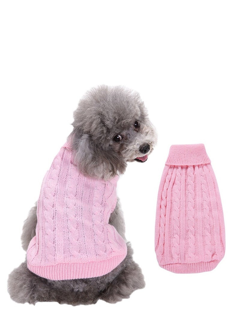 Loquat Squality Pet Supplies Dog Clothing Solid Color Floral High Neck Clothing Autumn And Winter Pink - Image 2