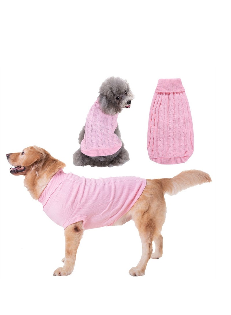 Loquat Squality Pet Supplies Dog Clothing Solid Color Floral High Neck Clothing Autumn And Winter Pink - Image 3
