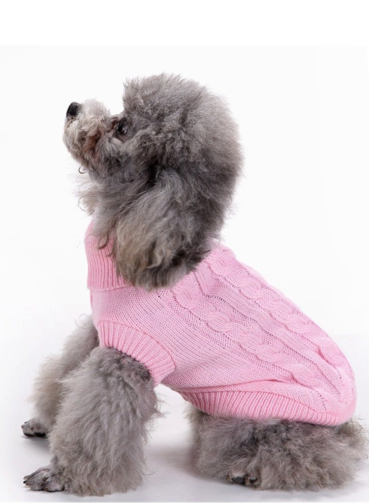 Loquat Squality Pet Supplies Dog Clothing Solid Color Floral High Neck Clothing Autumn And Winter Pink - Image 1