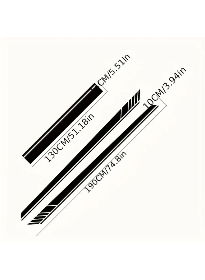 3 Pcs Black Car Vinyl Stickers Set Hood Engine Decorative Door Stripe Pattern - Image 2
