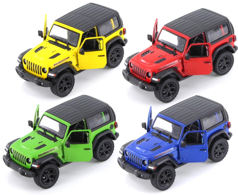 KiNSMART - Jeep Wrangler Rubicon Off Road 4x4 5 inch 1:34 Scale Die Cast Model Replica Toy Car (-SetOf4 Hardtop)