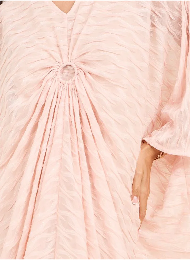 ستايلي Textured O Ringer Ruched Detail Kaftan Dress