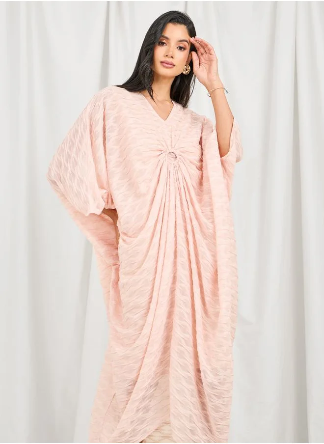 ستايلي Textured O Ringer Ruched Detail Kaftan Dress