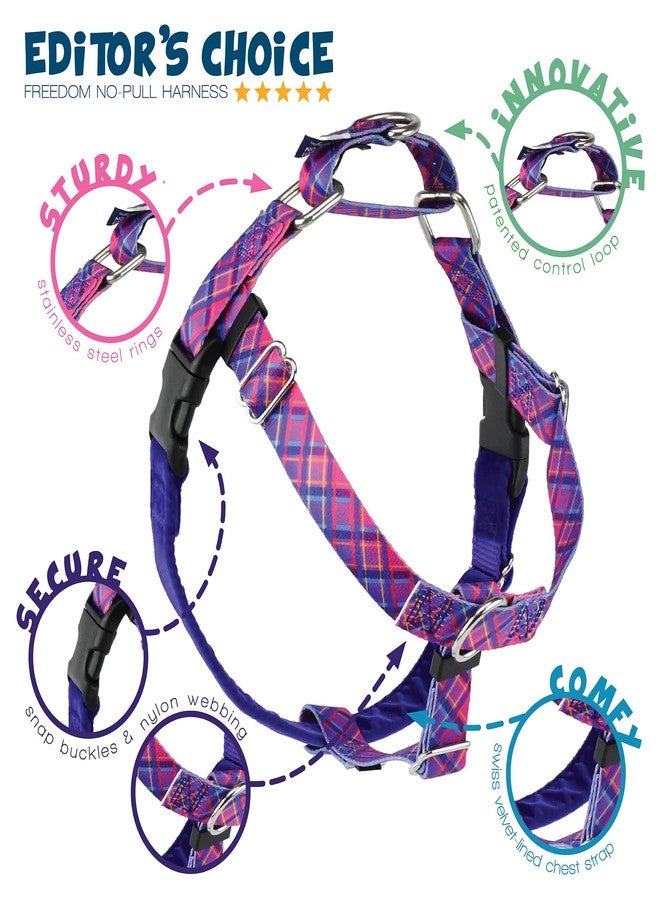 2 Hounds Design - Freedom No-Pull Harness & Training Leash in Pink and Purple | Dual Leash Loops, No Pulling on Walks | Lined to Prevent Chaffing | for Large Sized Dogs (Size M, Chest 24”- 28”) - Image 4