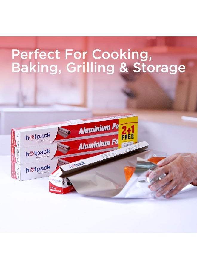 Hotpack - Hotpack Aluminium Foil 45cm X 3.75 Metre 11 Micron 2+1 Free Offer Pack - Image 1