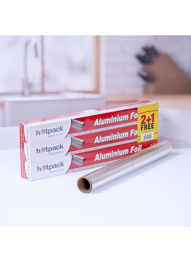Hotpack - Hotpack Aluminium Foil 45cm X 3.75 Metre 11 Micron 2+1 Free Offer Pack - Image 1