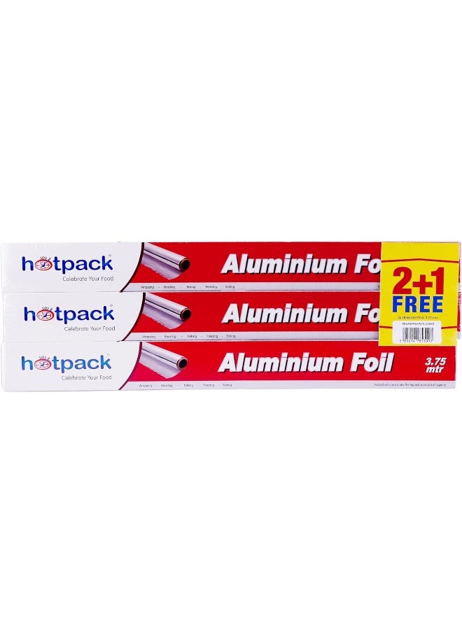 Hotpack - Hotpack Aluminium Foil 45cm X 3.75 Metre 11 Micron 2+1 Free Offer Pack - Image 1