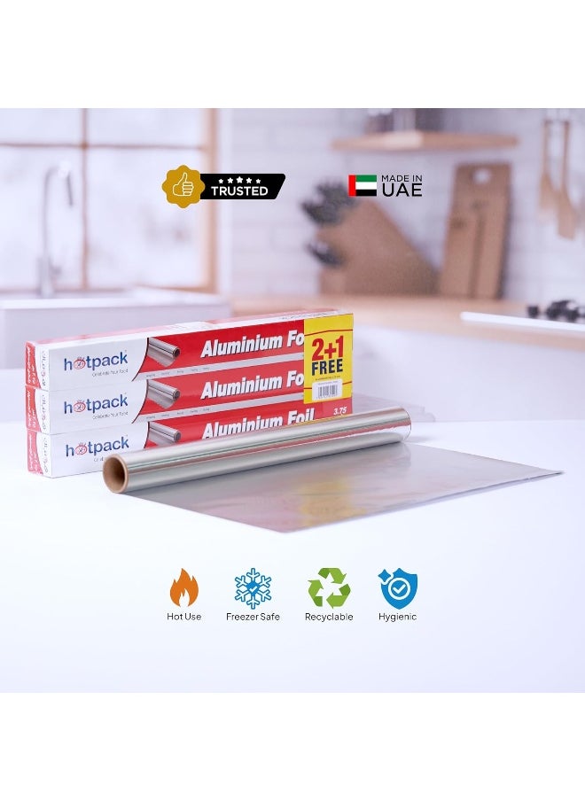 Hotpack - Hotpack Aluminium Foil 45cm X 3.75 Metre 11 Micron 2+1 Free Offer Pack - Image 1
