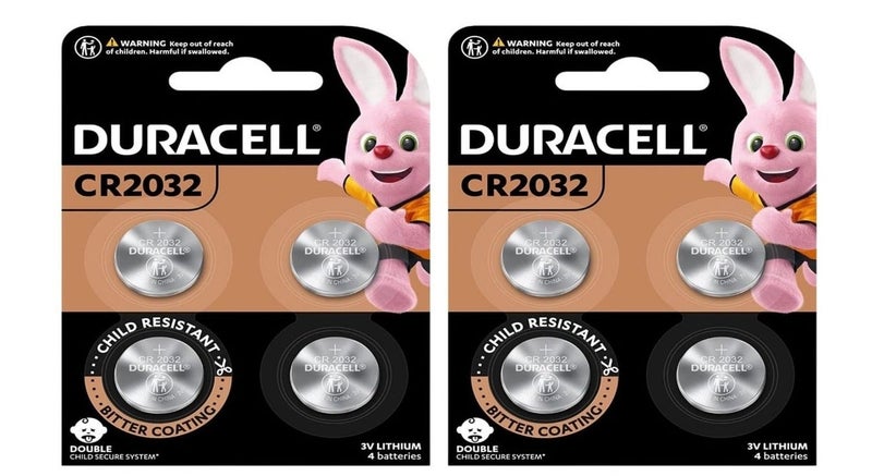 دوراسيل طقم بطاريات CR2032 ليثيوم 3 فولت - عدد 8 قطع (2 ظرف × 4 بطاريات) - متوافق مع ريموت السيارة والساعات - Image 1