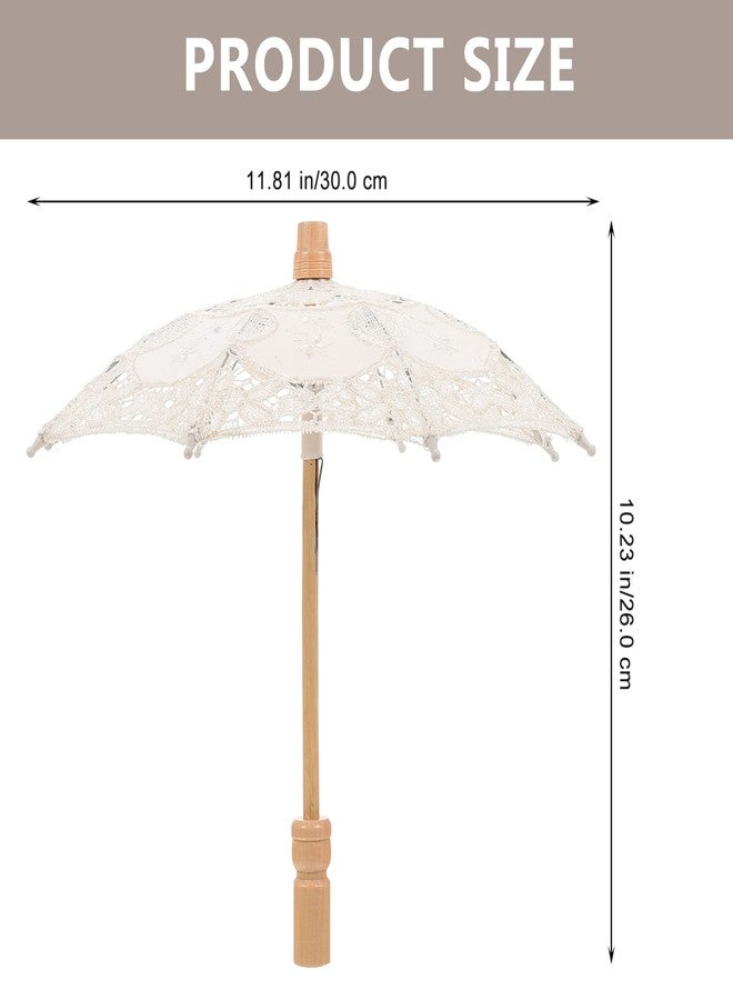 تودمومي مظلة تودمومي العتيقة المصنوعة من الدانتيل - مظلة يدوية الصنع بمقبض خشبي، خفيفة الوزن وسهلة الحمل، مثالية لحفلات الزفاف، وحفلات الخطوبة، وتزيين حفلات الشاي، مصنوعة من القطن والخشب. - Image 4