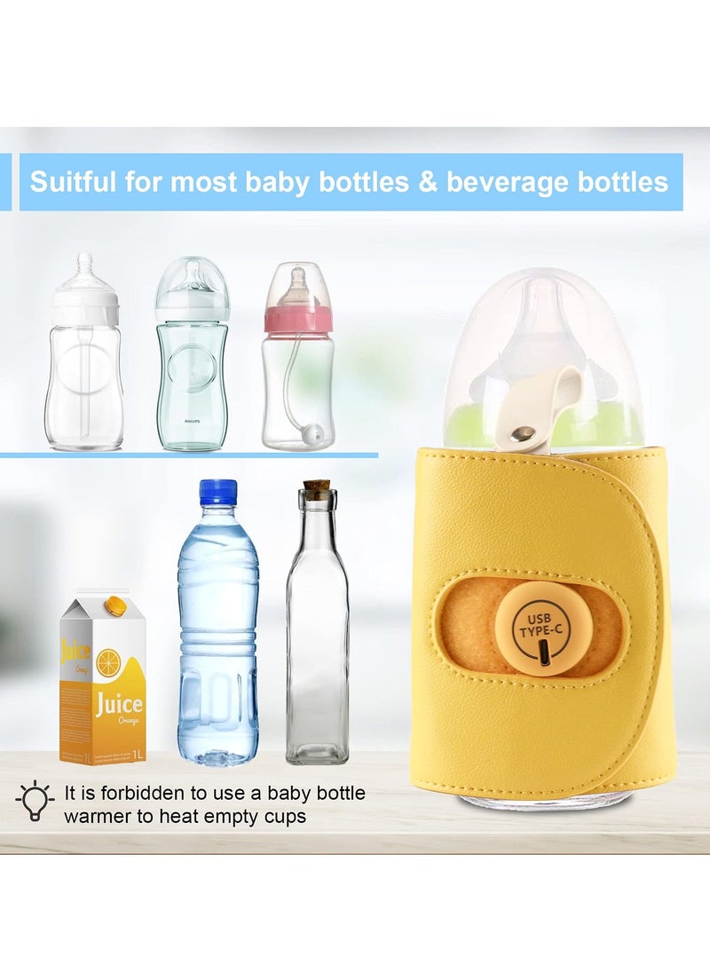 Generic Baby Bottle Warmer Cover USB Milk Bottle Heating Portable Baby Nursing Bottle Feeding Thermal Bag Travel Baby Heating Safety Accessories Milk Bottle Warmer Baby Gifts, Yellow  - Image 5