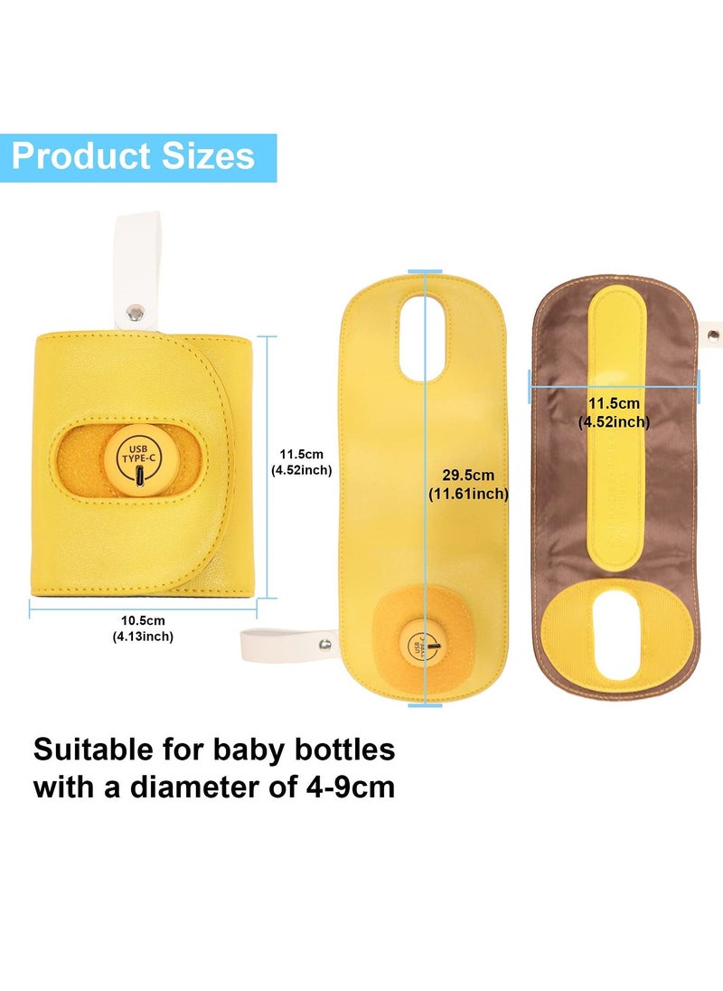 Generic Baby Bottle Warmer Cover USB Milk Bottle Heating Portable Baby Nursing Bottle Feeding Thermal Bag Travel Baby Heating Safety Accessories Milk Bottle Warmer Baby Gifts, Yellow  - Image 2