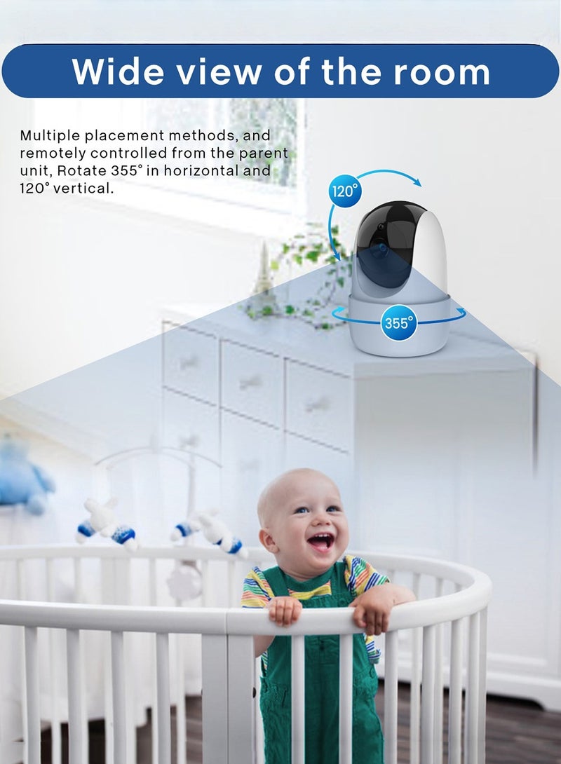 EzzySo 5 inch LCD Display Wireless Babies Video Monitor 2 Way Talk With Night Vision Temperature Monitoring - Image 4