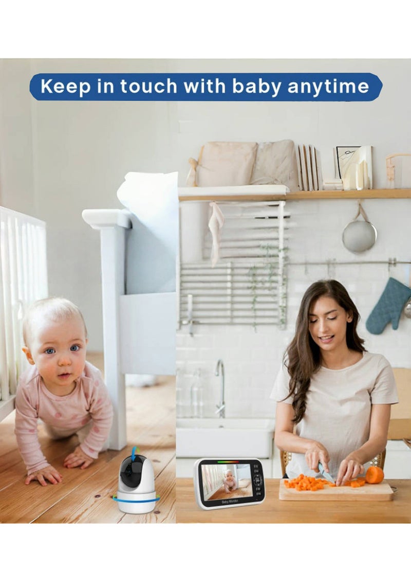 EzzySo 5 inch LCD Display Wireless Babies Video Monitor 2 Way Talk With Night Vision Temperature Monitoring - Image 2