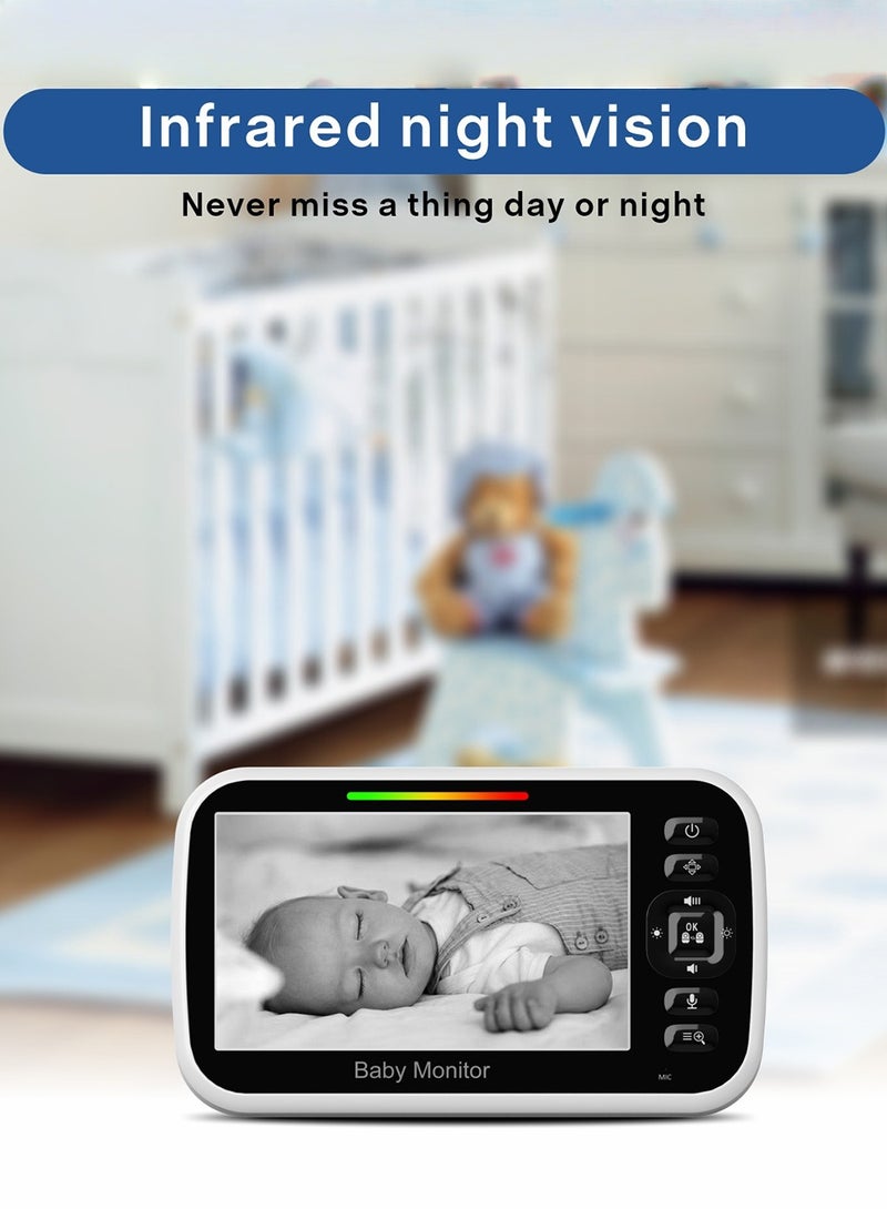 EzzySo 5 inch LCD Display Wireless Babies Video Monitor 2 Way Talk With Night Vision Temperature Monitoring - Image 5