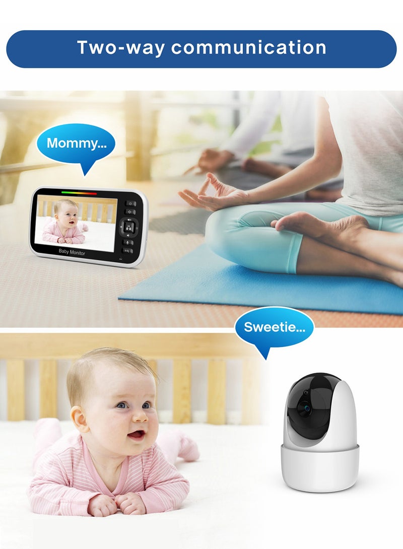 EzzySo 5 inch LCD Display Wireless Babies Video Monitor 2 Way Talk With Night Vision Temperature Monitoring - Image 3