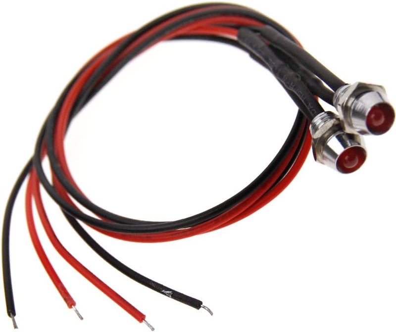 Micro Traders 2x 6mm Red LED Car Panel Indicator Lamp - Image 1