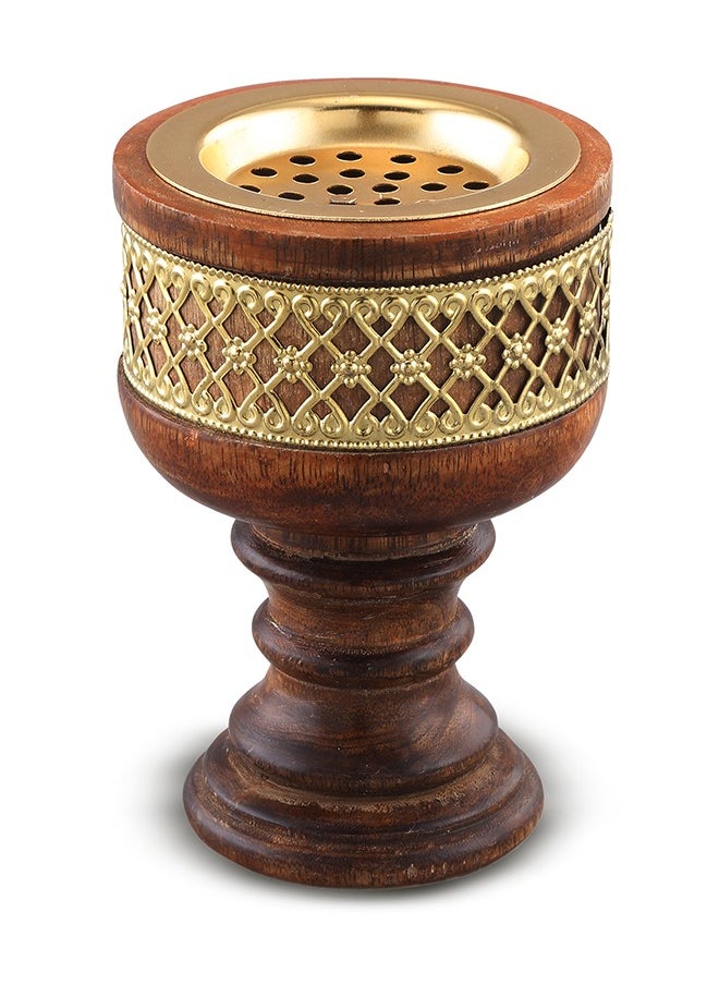 Majestic Majestic Wooden Bakhoor Burner with Brass Detailing – 8.5 x 13 cm – Elegant Traditional Design, Perfect for Burning Bakhoor and Enhancing Aromatic Spaces  - Image 1