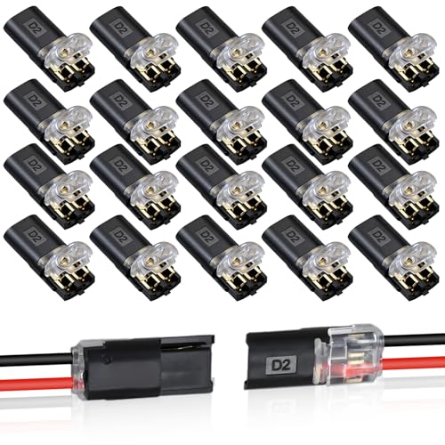 hongliang Double Wire Plug in Connector,Quick Disconnect 2 Pin Led Connector No Wire Stripping Cutting,Low Voltage Light Led Strip connectors with Locking Buckle(20PCS) - Image 1