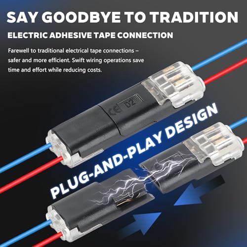 hongliang Double Wire Plug in Connector,Quick Disconnect 2 Pin Led Connector No Wire Stripping Cutting,Low Voltage Light Led Strip connectors with Locking Buckle(20PCS) - Image 5