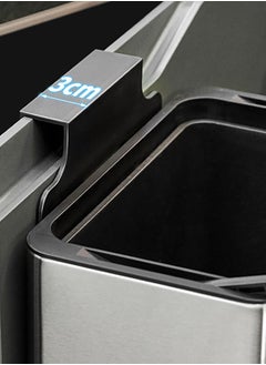 Merry Moments Stainless Steel Hanging Trash Can Waste Bin Mounted Bin with Lid Compost Bin with Inner Bucket for Countertop Under Sink Food Waste Bin 8 Litre Matte Black Colour H31xW245xD14.3cm  - Image 3