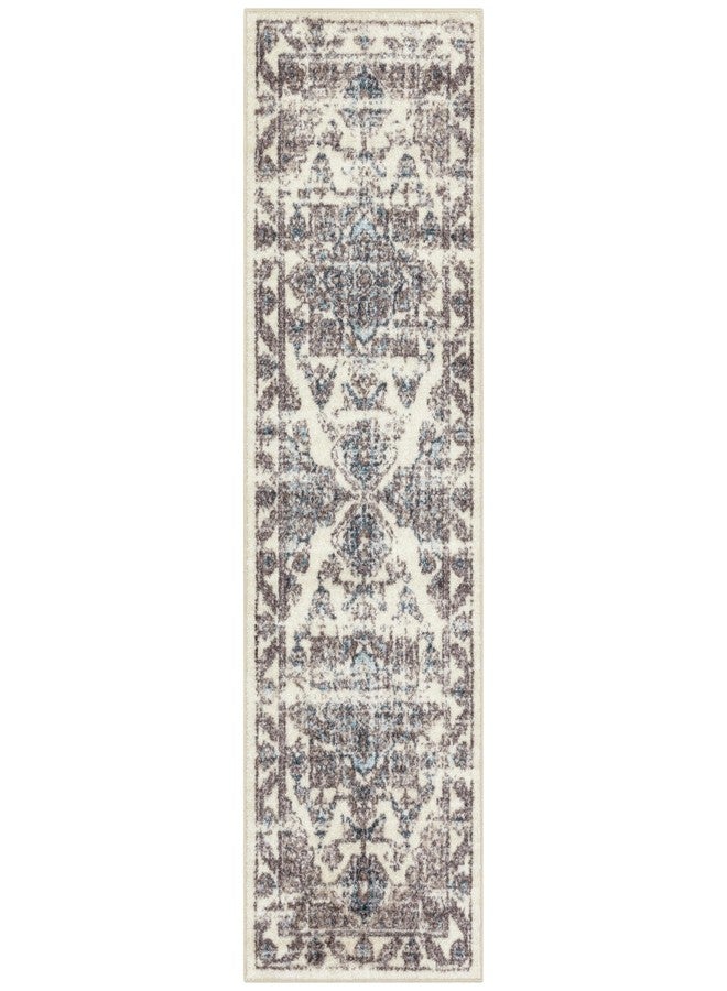 مابلز راغز سجادة ممر عتيقة من Maples Rugs، بنمط نسيجي مميز، مانعة للانزلاق، مناسبة للمداخل والممرات [صنع في الولايات المتحدة الأمريكية]، مقاس 2 × 6، لون محايد - Image 1