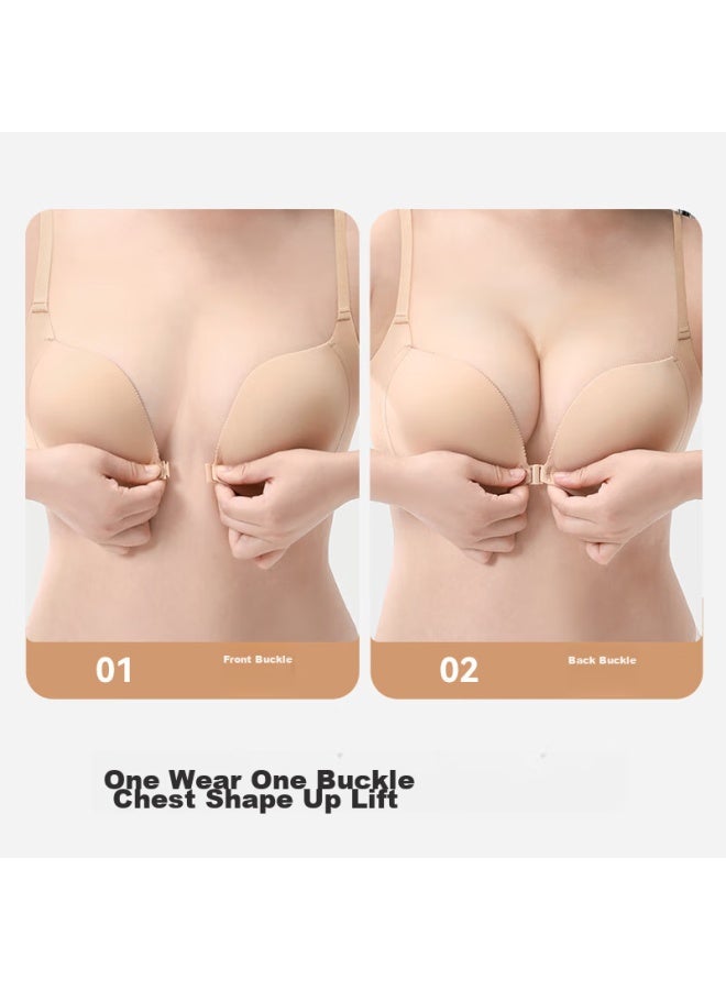 Luckmeey Push-up Front Closure Bra, Thin And Backless, Seamless Brassiere For Small Black, Size S - Image 2