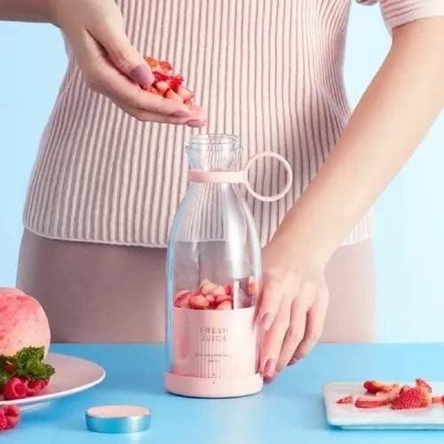 Marrone Portable USB JUICER Electric USB Juice Maker Mixer Bottle Blender Grinder Mixer6Blades Rechargeable BottleShake Fruit Vegetable Grinder for Home Pink - Image 2