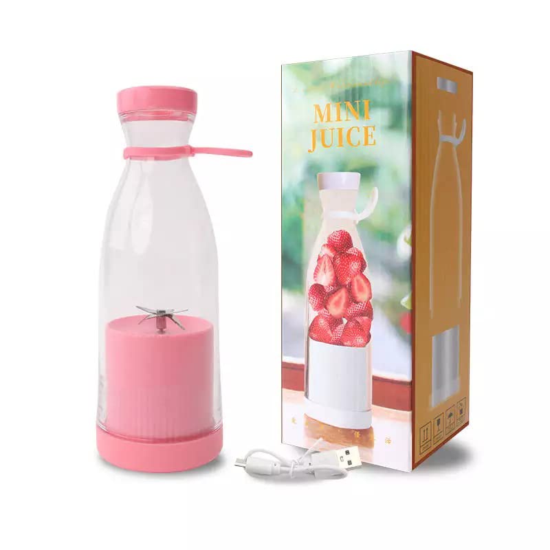 Marrone Portable USB JUICER Electric USB Juice Maker Mixer Bottle Blender Grinder Mixer6Blades Rechargeable BottleShake Fruit Vegetable Grinder for Home Pink - Image 3
