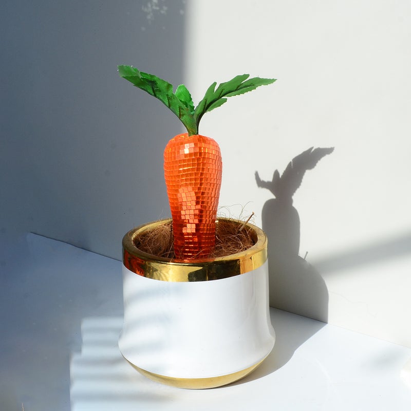 Mirror Fruit Vegetable Decor Ornaments Shiny Sequins Pear Apple Carrot Bell Pepper Tabletop Figurine Retro Party Home Kitchen Bar Decor Photo Prop - Image 2