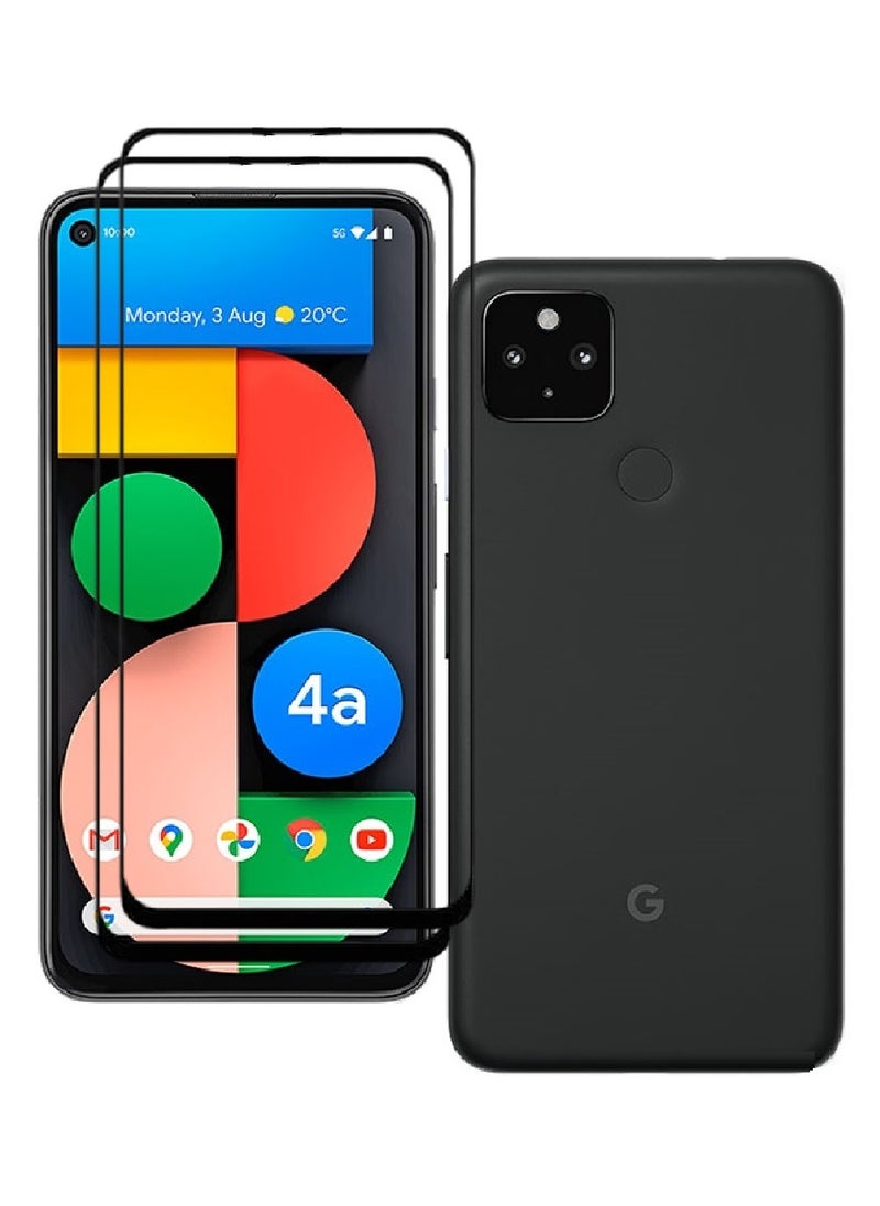 AINA 2 Pieces Tempered Glass Screen Protector 5D Designed For Google Pixel 4a 5G Full Glue Edge to Edge Full Screen Coverage And Bubble Free - Image 1