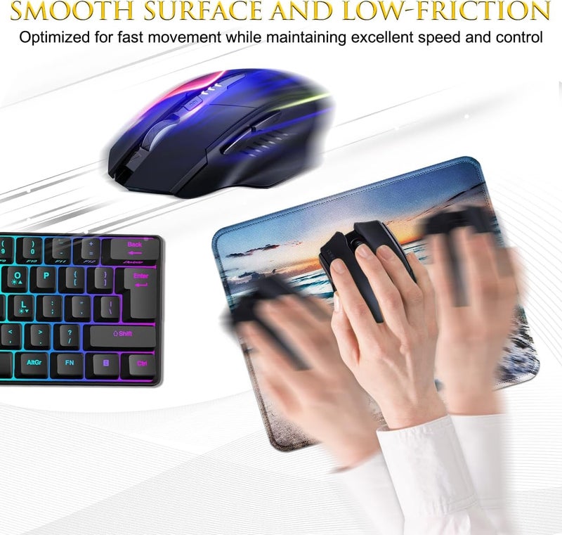 JIKIOU 3 Pack Mouse Pad with Stitched Edge, Comfortable Mouse Pads with Non-Slip Rubber Base, Washable Mousepads Bulk with Lycra Cloth, Mouse Pads for Computers Laptop Mouse 10.2x8.3x0.12in Beach - Image 4