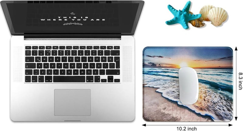 JIKIOU 3 Pack Mouse Pad with Stitched Edge, Comfortable Mouse Pads with Non-Slip Rubber Base, Washable Mousepads Bulk with Lycra Cloth, Mouse Pads for Computers Laptop Mouse 10.2x8.3x0.12in Beach - Image 2