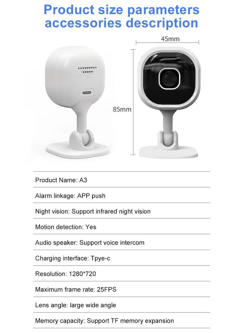 Generic - Wi-Fi Smart Home Security Camera, 720p HD Indoor Camera Monitor with Motion Detection Function, Wired Cameras 360° Tilt/Pan Night Vision, 2-Way Audio, Cloud SD Card Storage - Image 1