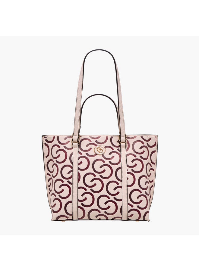 Celeste Women Monogram Textured Tote Bag with Zip Closure and Double Handle  - Image 1