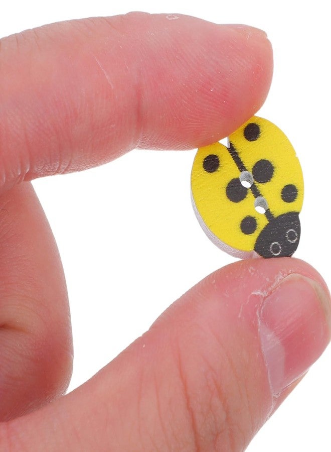 أموسفون أزرار خشبية على شكل خنفساء من آموسفن، مطلية، بفتحتين، مثالية للخياطة، وسجل القصاصات، ومشاريع الحرف اليدوية، 100 قطعة - Image 3