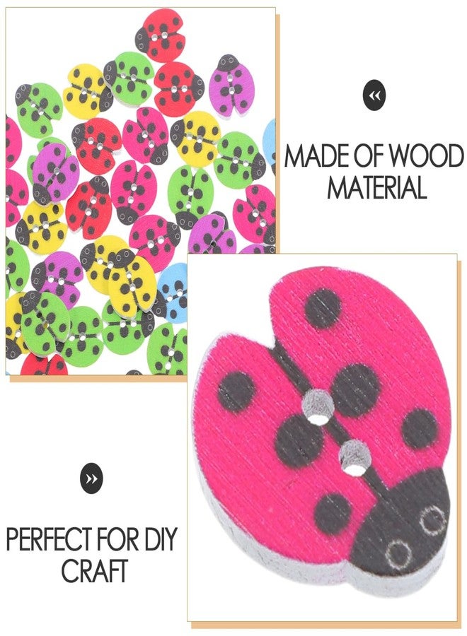 أموسفون أزرار خشبية على شكل خنفساء من آموسفن، مطلية، بفتحتين، مثالية للخياطة، وسجل القصاصات، ومشاريع الحرف اليدوية، 100 قطعة - Image 4