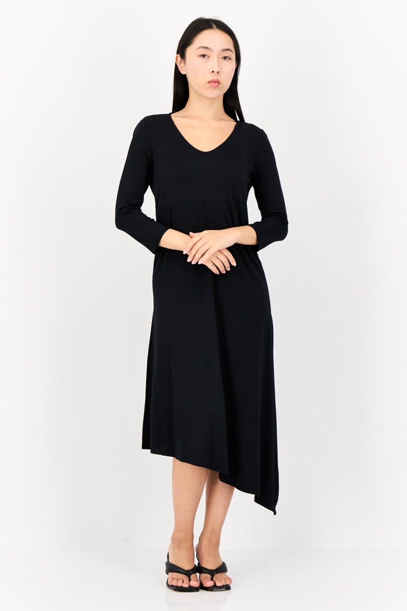 Joan Vass Women Plain Midi Dress, Black  - Image 1