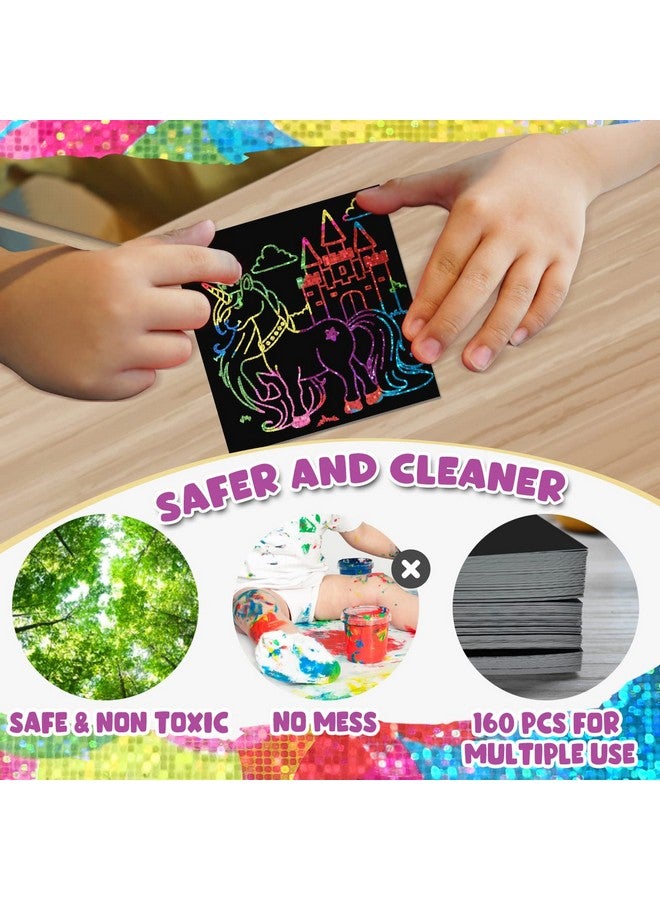 ZMLM Rainbow Scratch Paper Art Crafts Mini Notes Kids Gifts 4 5 6 7 8 9 10 Years Old Girls Boys Students Teens Classroom Prizes School Supplies Birthday Party Travel Toy (Holographic) - Image 4