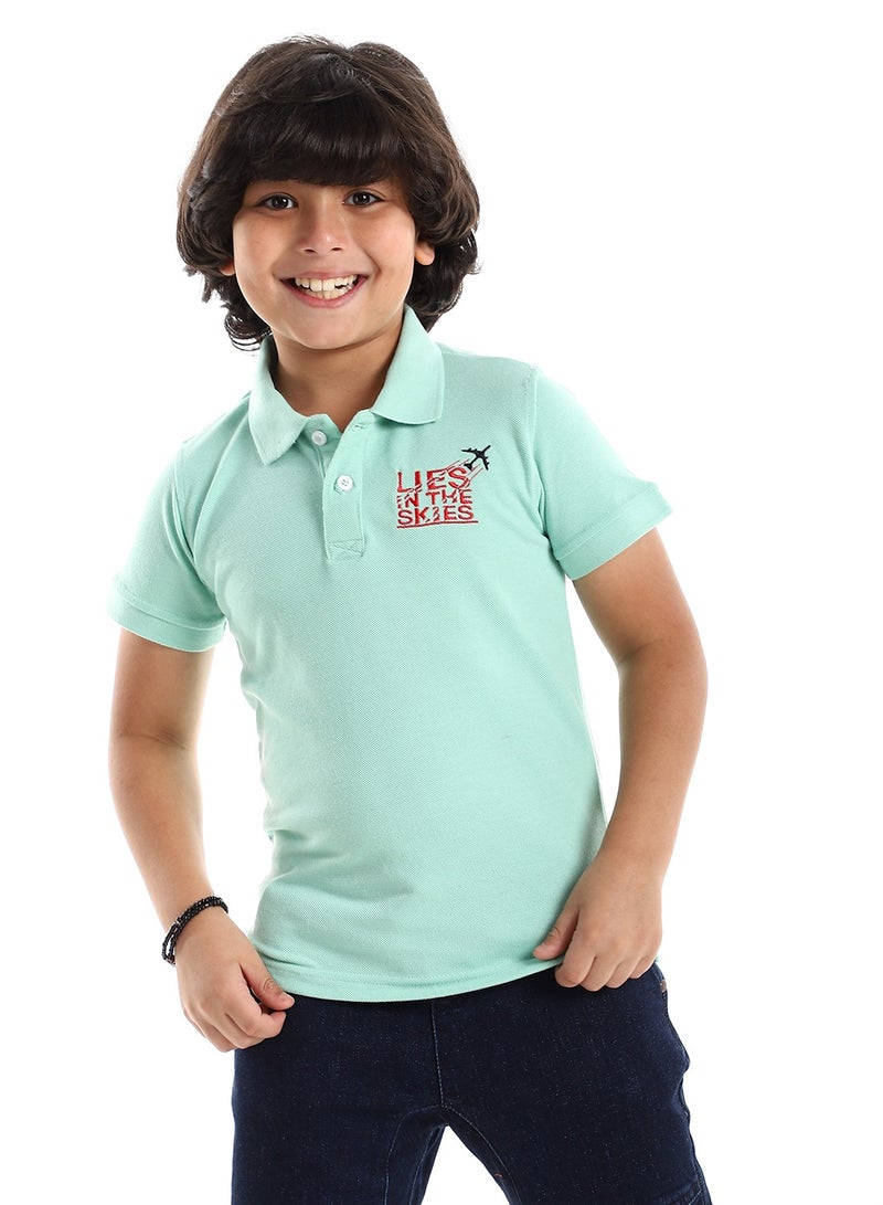 Andora Boys Side Stitched Buttoned Polo Shirt - Mint - Image 1
