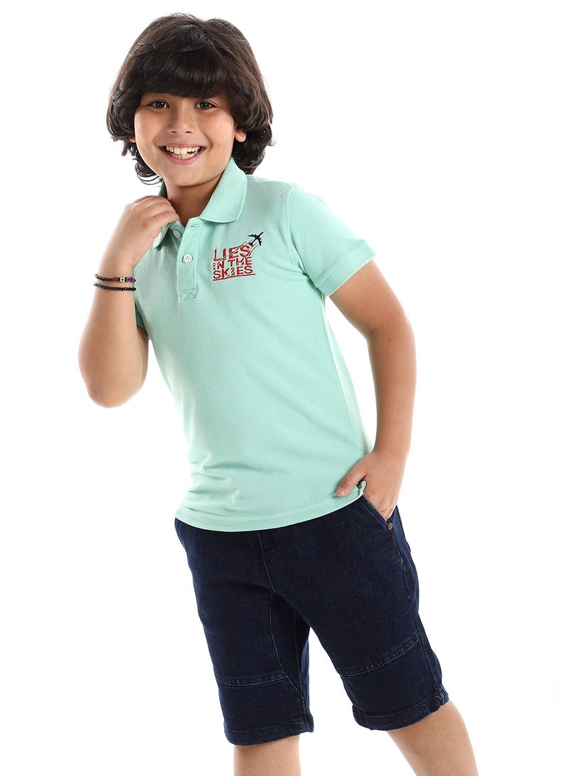 Andora Boys Side Stitched Buttoned Polo Shirt - Mint - Image 2