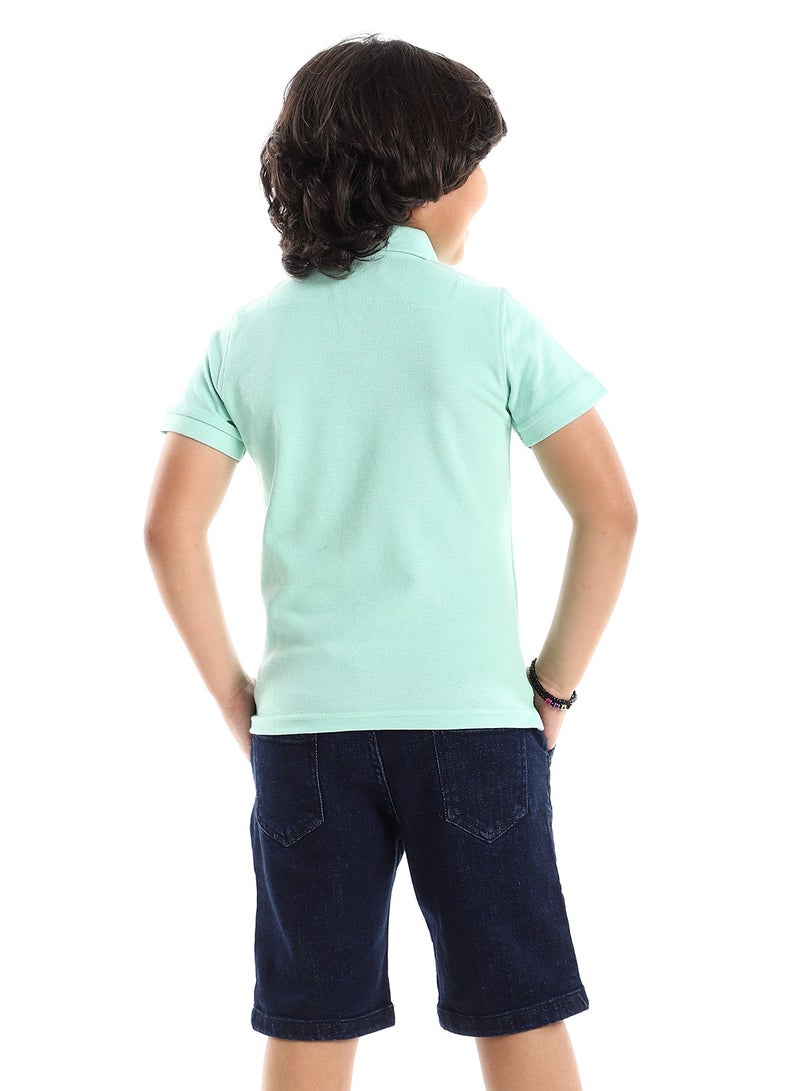 Andora Boys Side Stitched Buttoned Polo Shirt - Mint - Image 3