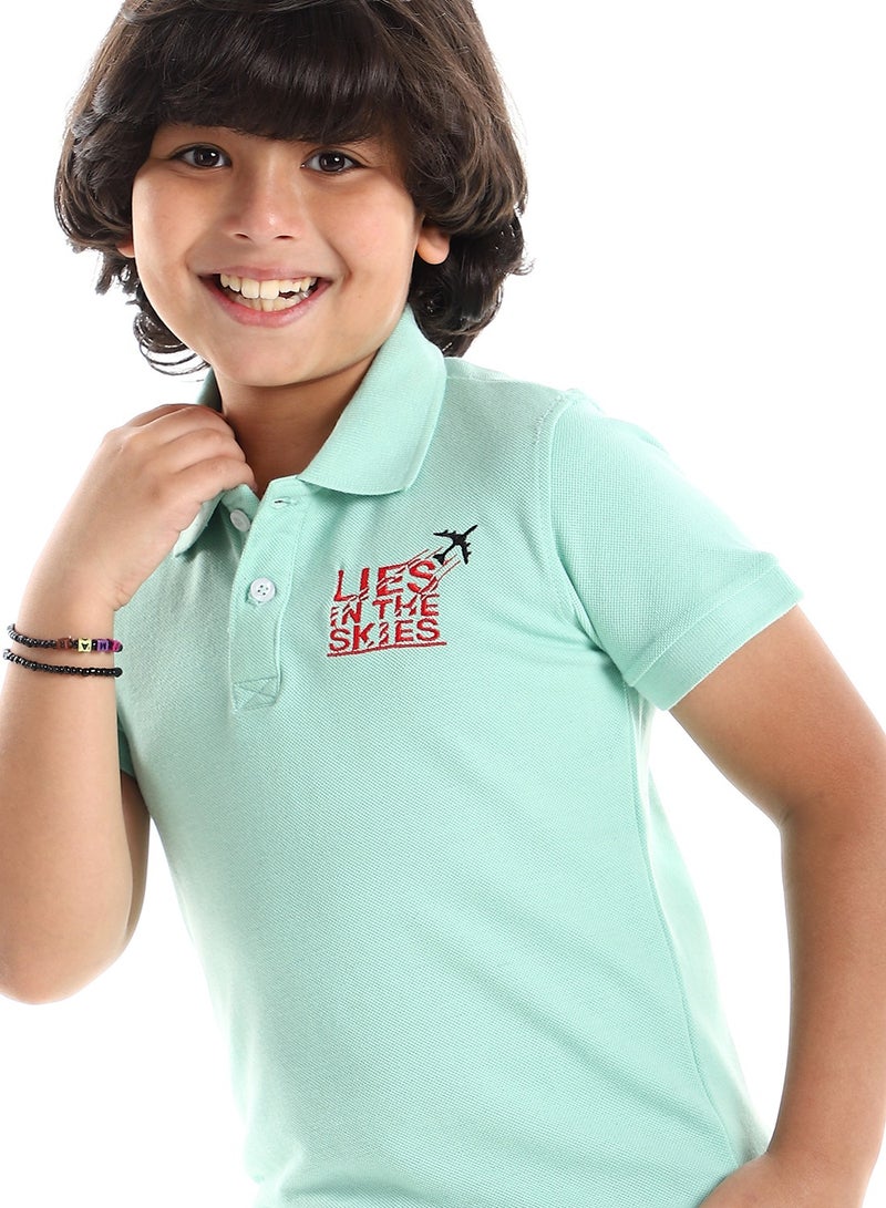 Andora Boys Side Stitched Buttoned Polo Shirt - Mint - Image 4