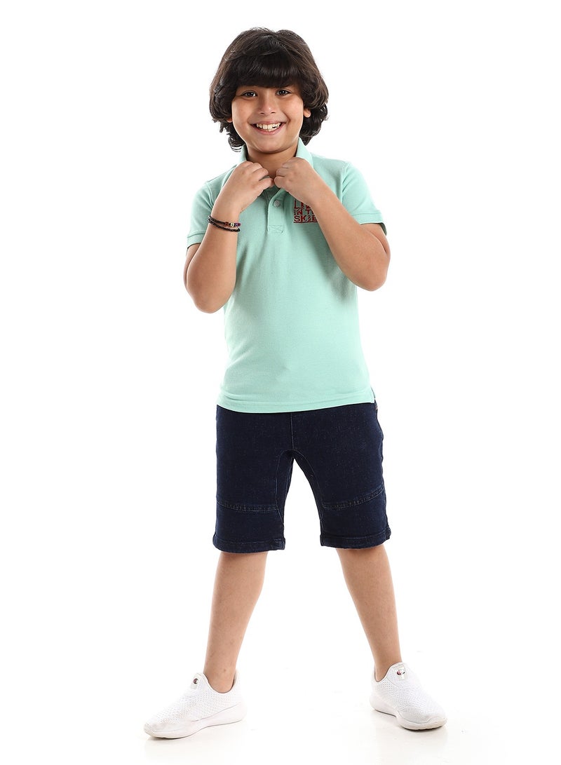 Andora Boys Side Stitched Buttoned Polo Shirt - Mint - Image 5