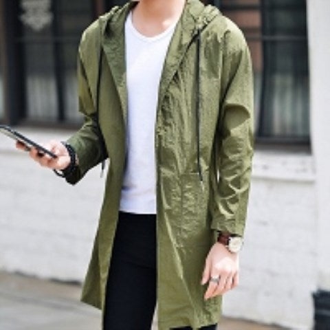 16-18 Years Old Boys Sunscreen Wind Clothes Medium Length Outdoor Coat Summer Youth Sunscreen Clothes Casual Style Army green solid color 