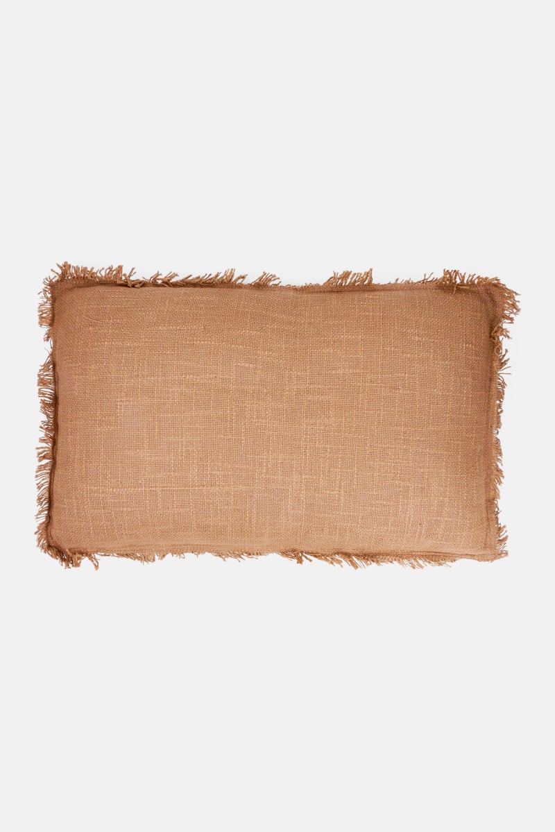Muy Mucho Embrroidered Piping Removable Cover Cushion 30 x 50 cm, Brown - Image 1