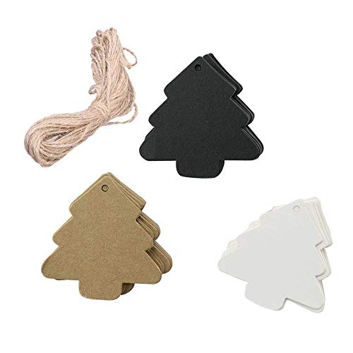 BinaryABC Christmas Tree Gift Tags,Paper Tags,Price Tags with String,DIY Kraft Blank Hang tag 150pcs - Image 1