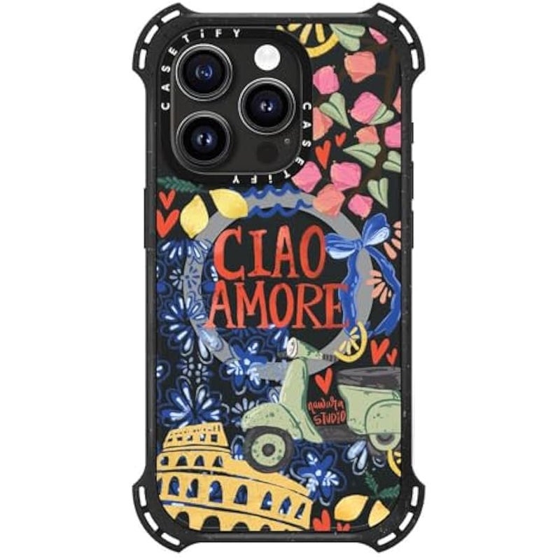 Casetify Bounce iPhone 15 Pro Case 【6X Military Grade Drop Tested / 21.3ft Drop Protection/Compatible with Magsafe】 - Ciao Amore - Triple Black - Image 4