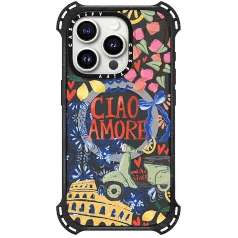 Casetify Bounce iPhone 15 Pro Case 【6X Military Grade Drop Tested / 21.3ft Drop Protection/Compatible with Magsafe】 - Ciao Amore - Triple Black - Image 3