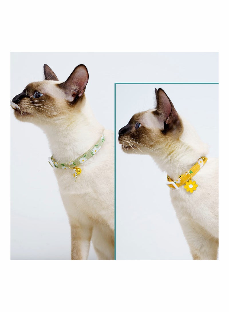 Excefore Cat Collars, Adjustable Pet Collar, Cute Flowers Bell Safety Buckle Necklace for Domestic Kitten Small Dogs 2Pcs - Image 4